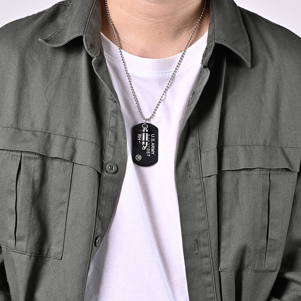 Rambo Dog Tags and Bullet Necklace