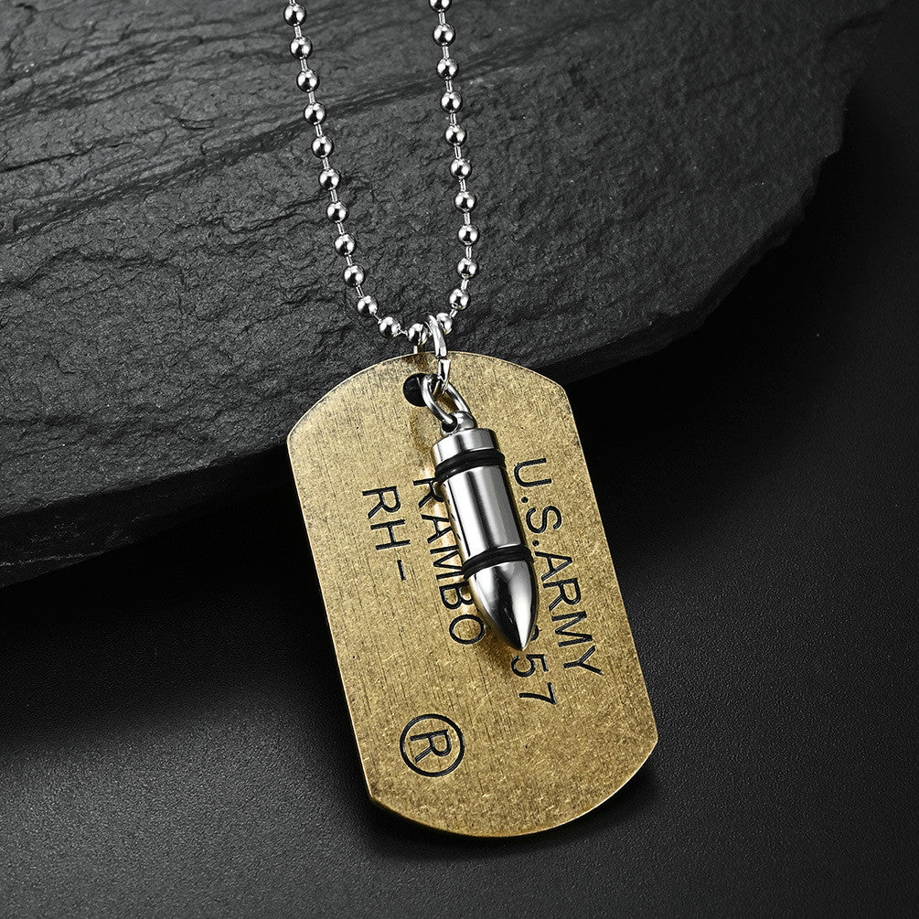 Rambo Dog Tags and Bullet Necklace