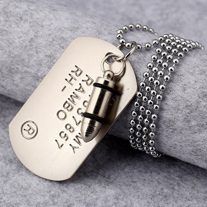 Rambo Dog Tags and Bullet Necklace