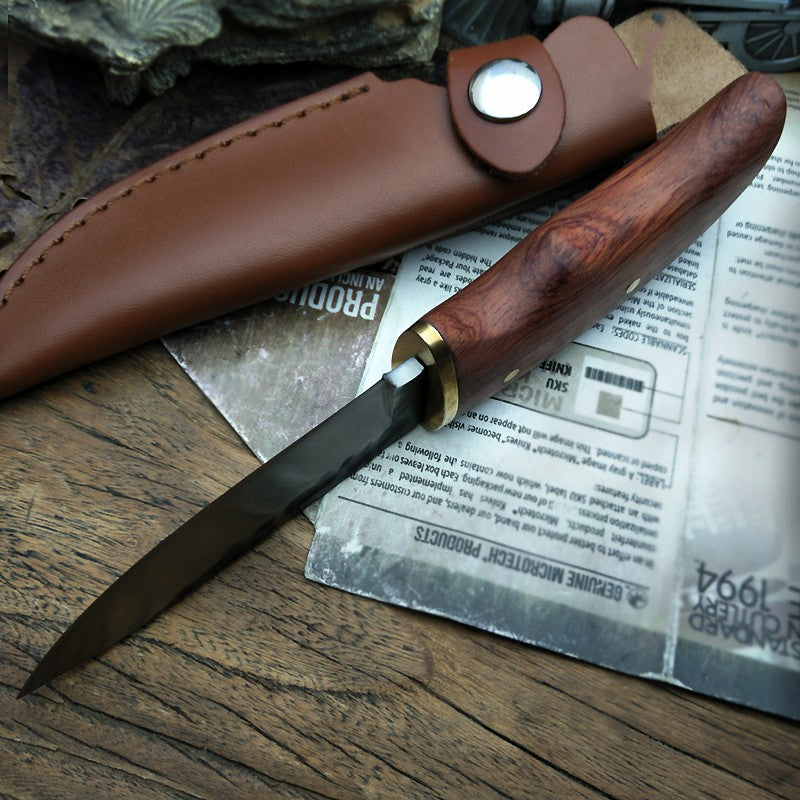 Outdoor Survival Knife With Mahogany Handle